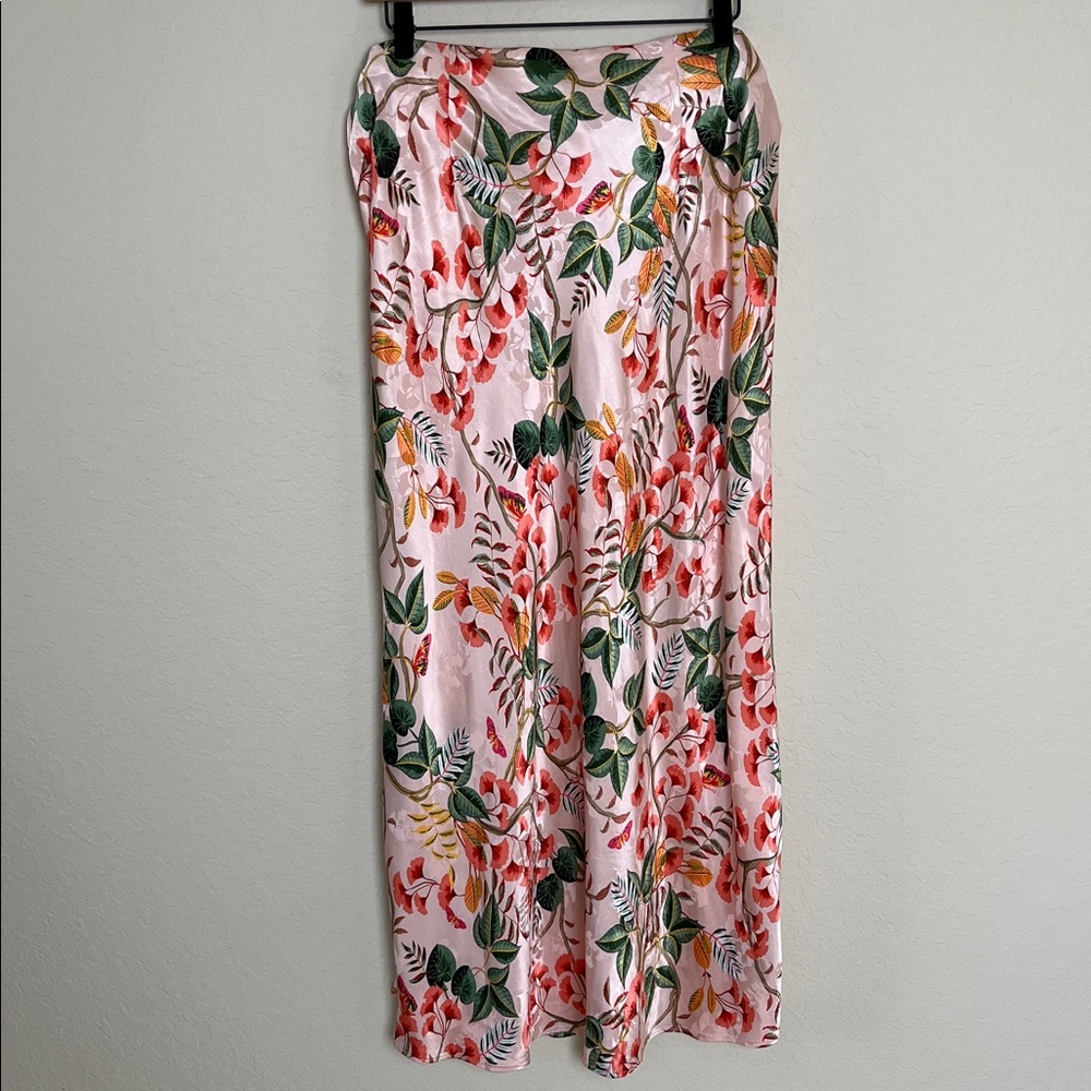 LOFT Tropical Floral Satin Midi Skirt Sz XL NWT - Picture 2 of 5